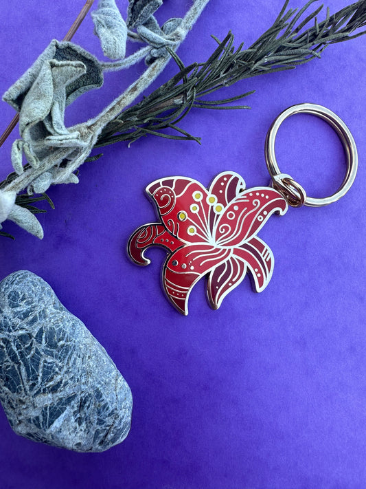 Red Lily - Hard Enamel Keychain